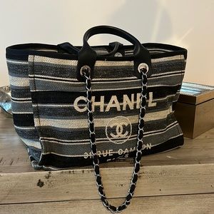Chanel large shopping bag 30CM blue.